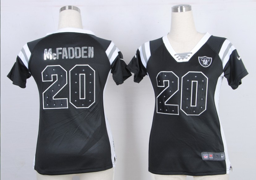 Nike NFL Oakland Raiders #20 McFadden Black Womens Handwork Sequin lettering