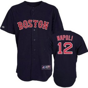 MLB Boston Red Sox #12 Napoli Dark Blue Jersey