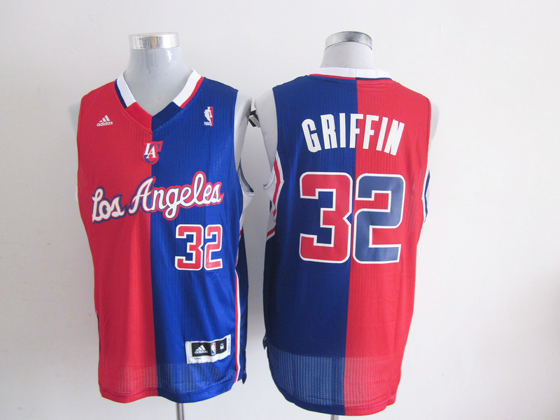 Los Angeles Clippers #32 Griffin Blue Red Half and Half Jersey