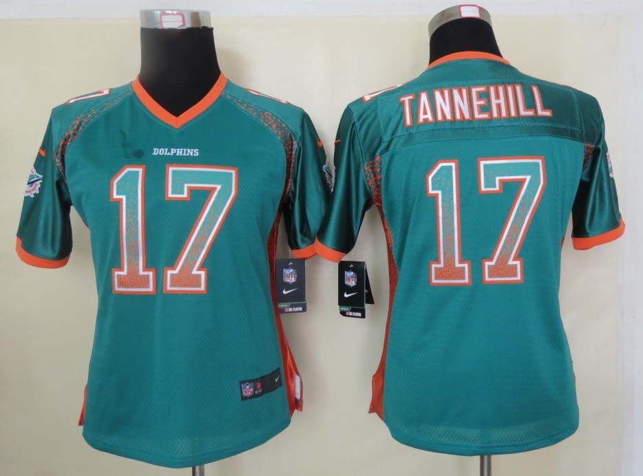 Women 2013 New Nike Miami Dolphins 17 Tannehill Drift Fashion Green Elite Jerseys