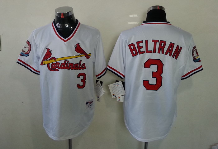 MLB St.Louis Cardinals #3 Carlos Beltran White Throwback Jersey