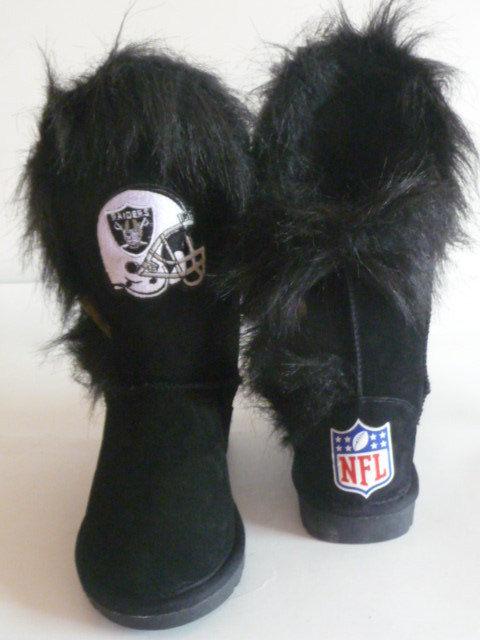 NFL  Okaland Raiders Cuce Shoes Womens Cheerleader Boots - Black 