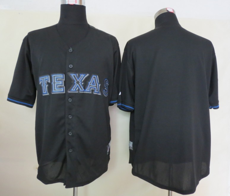 MLB Texas Rangers Blank Black Fashion Jerseys