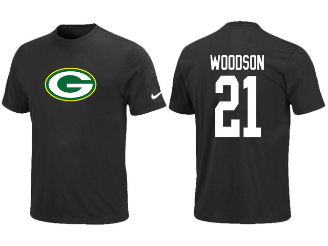  Nike Green Bay Packers 21 WOODSON Name& Number TShirt Black 130 