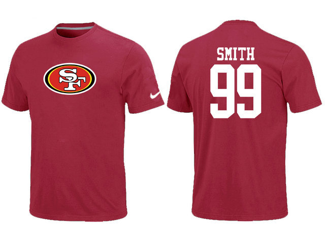  Nike San Francisco 49 ers 99 SMITH Name& Number TShirt Red 152 