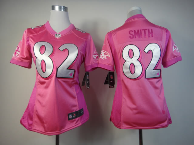 NFL Baltimore Ravens #82 Smith Women Pink Jersey