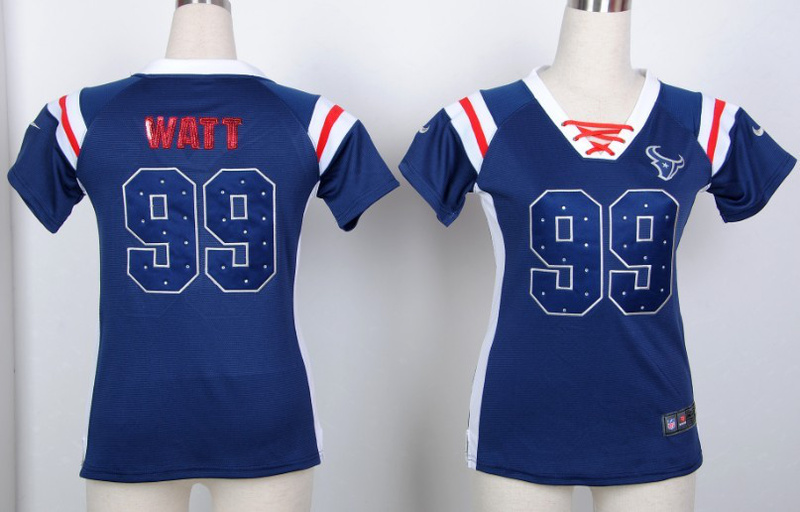 Nike NFL  New Women Wash Gold Fashion Houston Texans #9 9 JJ Watt Blue jersey