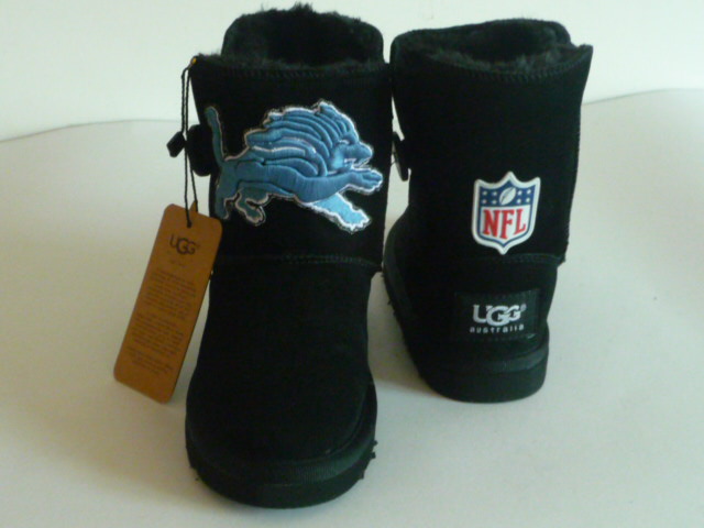 Kids NFL Detroit Lions Black Boots
