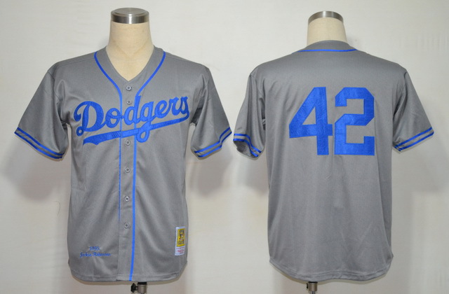 MLB Jerseys Los Angeles Dodgers 42 Robinson Grey M&N 1955