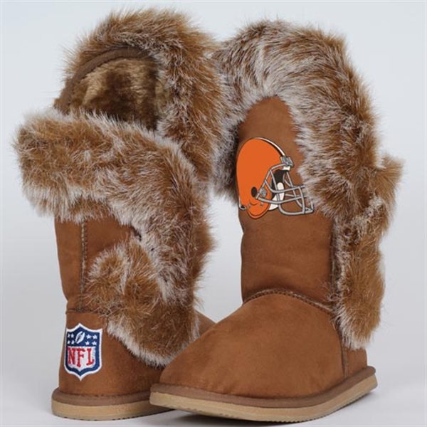 NFL Cleveland Browns Womens Cuce Shoes Ladies Fanatic Boots Brown 