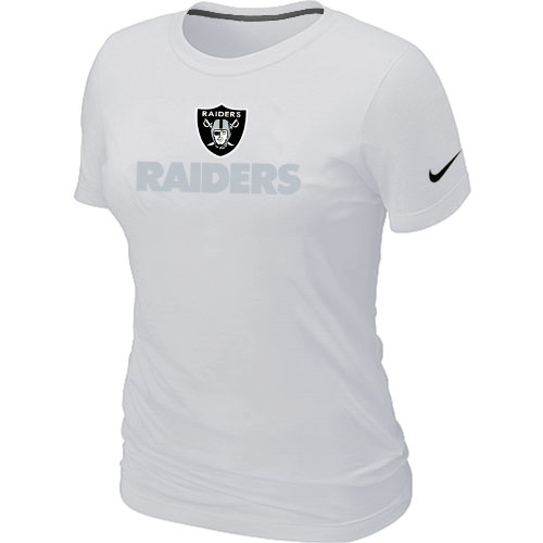  Nike Oakland Raiders Authentic Logo Womens TShirt White 3 