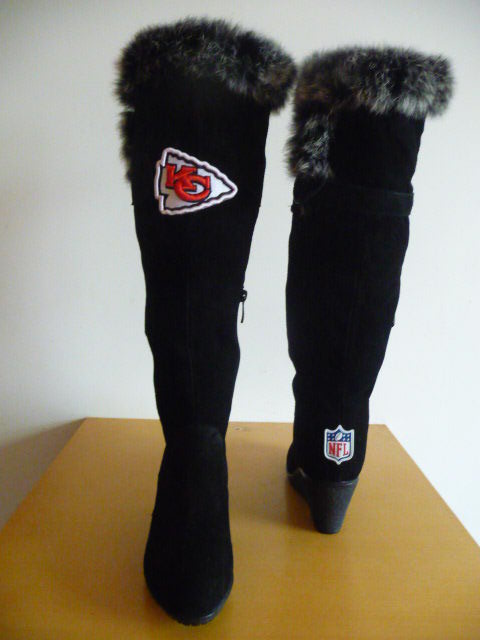 NFL Kansas City Chiefs Cuce Shoes Womens Cheerleader Boots Black