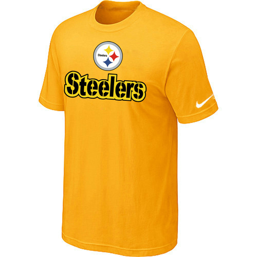  Nike Pittsburgh Steelers Authentic Logo TShirt Yellow 87 