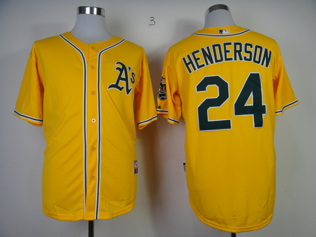 MLB Oakland Athletics #24 Henderson Yellow jersey