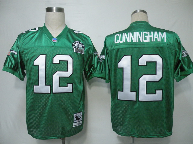 NFL Jerseys Philadelphia Eagle 12 Cunningham Throwback Green