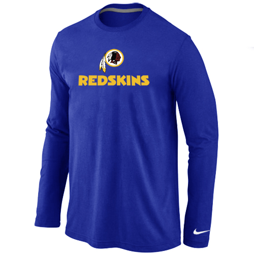 Nike Washington Red Skins Authentic Logo Long Sleeve T-Shirt Blue
