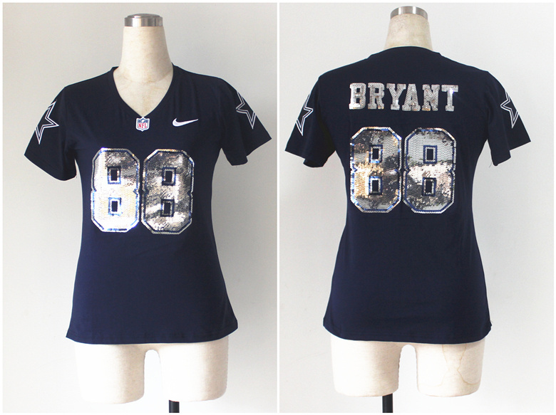 Nike NFL Dallas Cowboys #88 Bryant Womens Blue Handwork Sequin lettering
