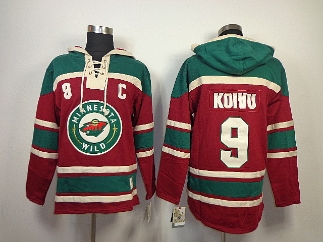 NHL Hoodie Minnesota Wild #9 Mikko Koivu sweater Green and Red
