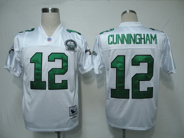 NFL Jerseys Philadelphia Eagle 12 Cunningham Throwback White