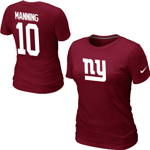  Nike New York Giants Eli Manning Name& Number Womens TShirt Red 24 