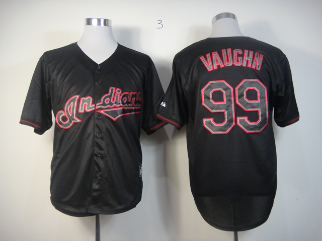 MLB Cleveland Indians 99 Vaughn blank Black Fashion Jerseys