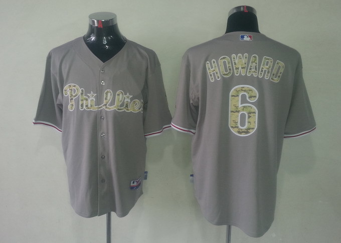 MLB Philadelphia Phillies #6 Howard Grey Camo Jersey