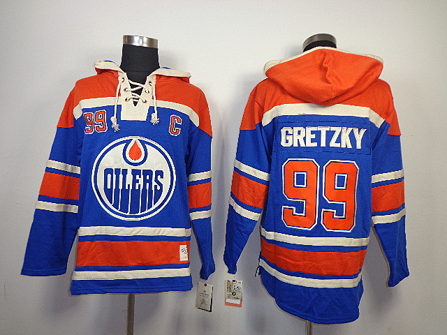 NHL Hoodie Edmonton Oilers #99 Wayne Gretzky sweater Blue and orange