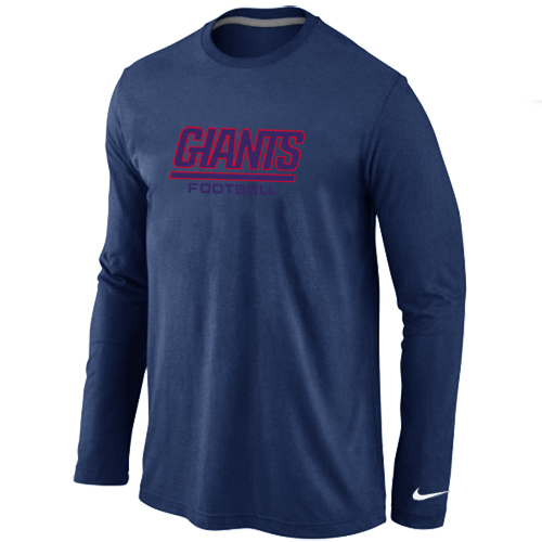 Nike New York Giants Authentic font Long Sleeve T-Shirt D.Blue