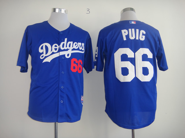 MLB los angeles dodgers #66 PUIG Blue jerseys 