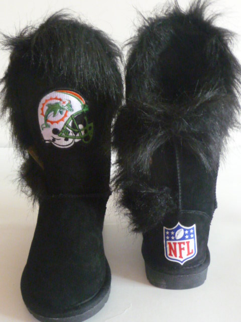 NFL Miami Dolphins Cuce Shoes Womens Cheerleader Boots - Black