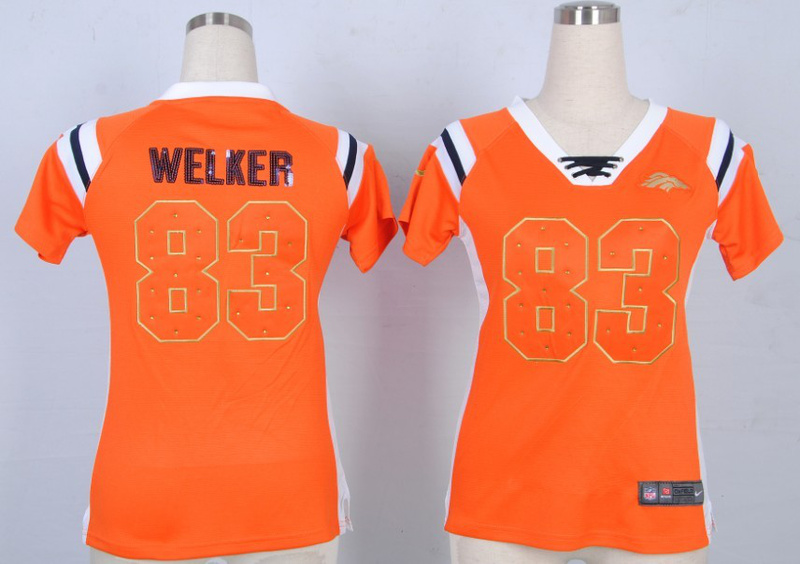 Nike Denver Broncos #83 Welker Orange Women Handwork Sequin lettering Jersey