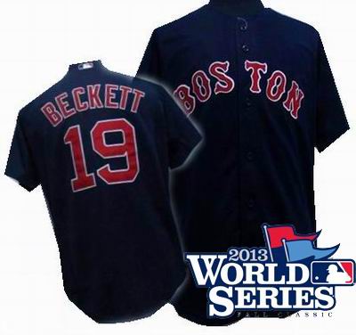 Boston Red Sox 19# Josh Beckett Dark blue jerseys w2013 World Series Patch