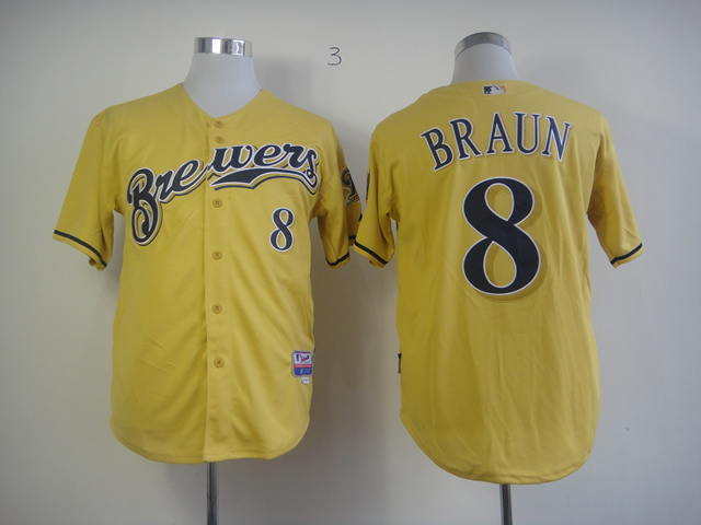 Milwaukee Brewers 2013 Authentic 8 BRAUN Alternate Cool Base Jersey 