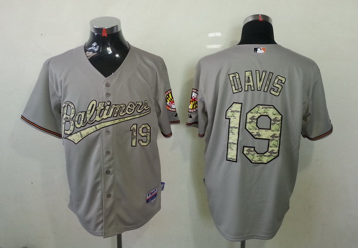 MLB Baltimore Orioles #19 Davis Camo Letters Jersey Grey Color