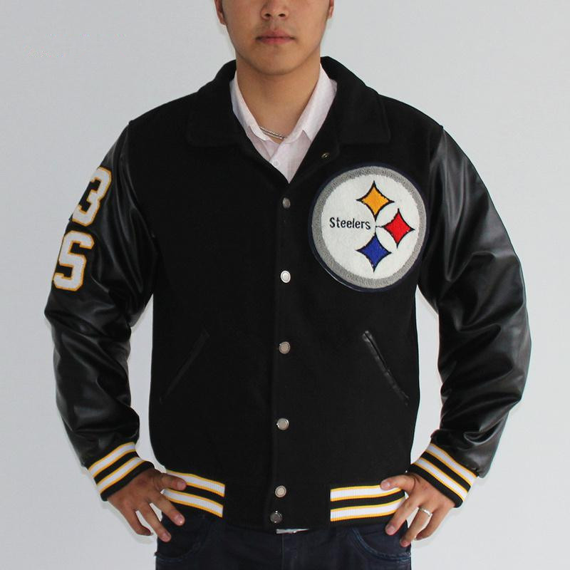 2013 New NFL Pittsburgh Steelers #43 Troy Polamalu Authentic Wool Jacket Mitchell&Ness