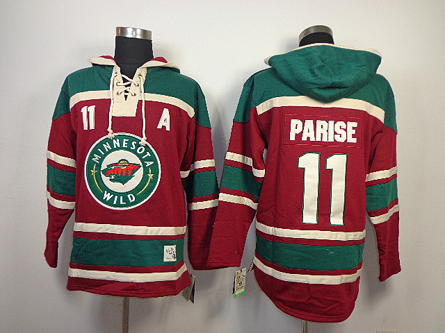 NHL Hoodie Minnesota Wild #11 Zach Parise sweater Green and Red