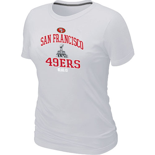  San Francisco 49 ers Super BowlXLVII Heart& Soul White Womens TShirt 53 