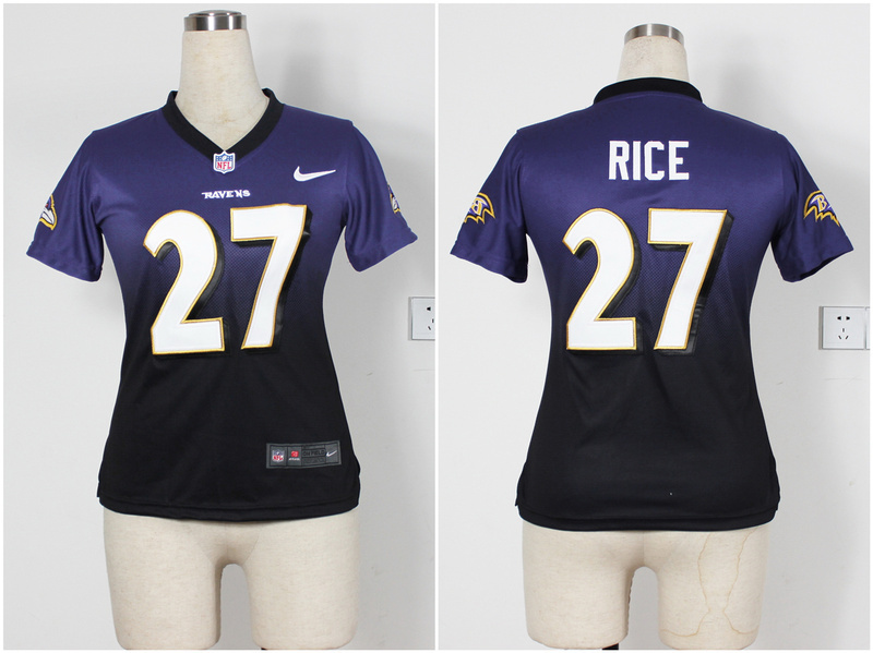 NFL Baltimore Ravens #27 rice Purple Drift Fashion Women Jerseys