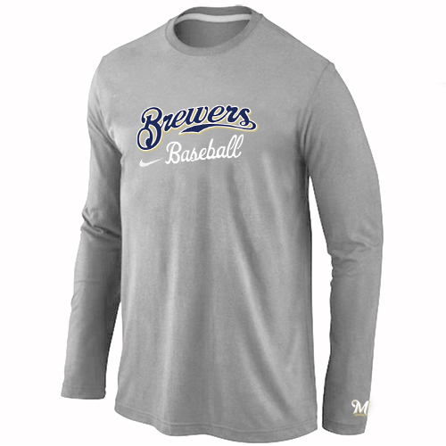 Nike Milwaukee Brewers Long Sleeve T-Shirt Grey