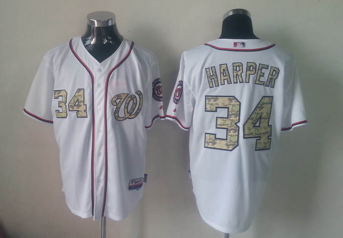 MLB Washington Nationals #34 Harper white camo Jersey