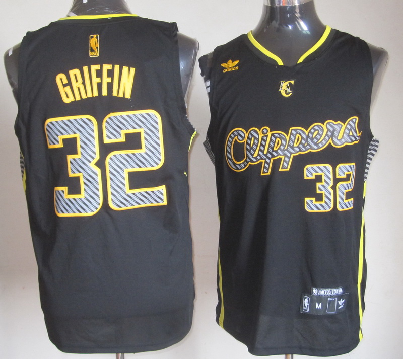 adidas los angles clippers #32 The Blake Show Griffen black color yellow words and number jersey.JPG