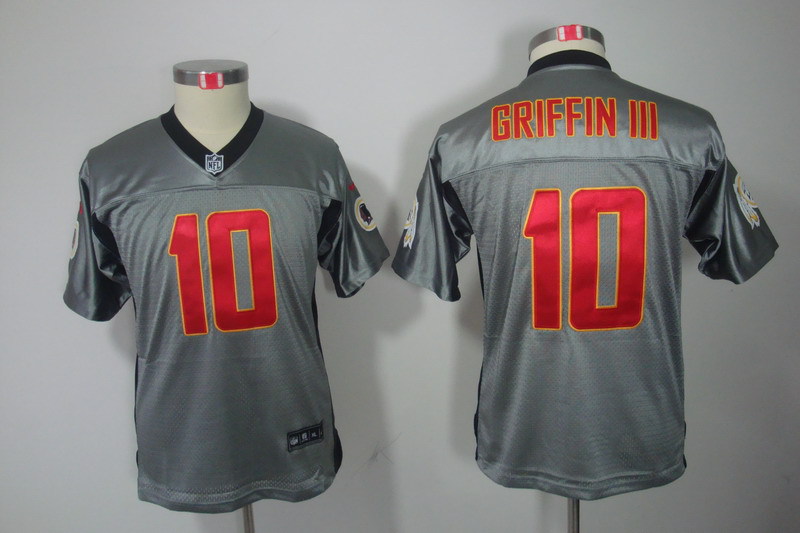 NFL Washington Redskins #10 Griffin  Youth Grey Lights Out Jersey