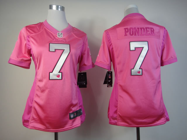 NFL Minnesota Vikings #7 Ponder Women Pink Jersey