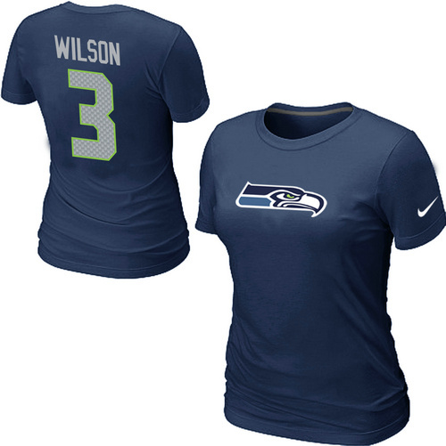  Nike Seattle Seahawks 3  Russell Wilson Name& Number Womens TShirt 7 