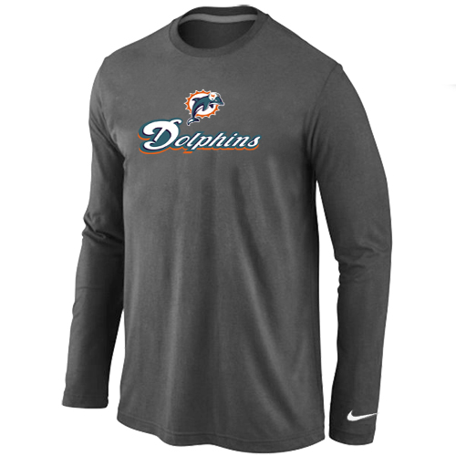Nike Miami Dolphins Authentic Logo Long Sleeve T-Shirt D.Grey