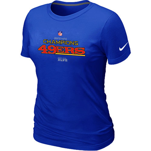  Nike San Francisco 49 ers 2012 NFC Conference Champions Trophy Collection Long Blue Womens TShirt 14 