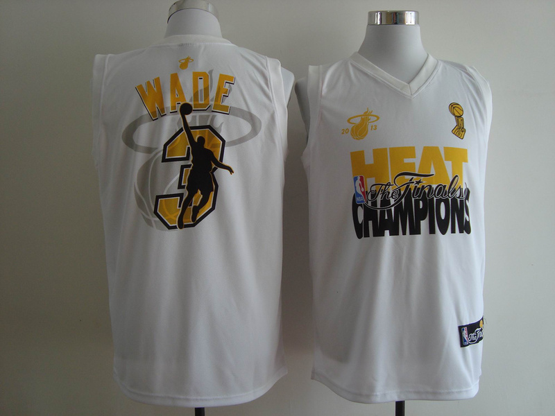 2013 NBA champion Miami Heat #3 Wade White Color Champion Jersey