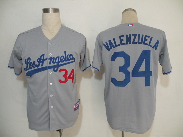 MLB Jerseys Los Angeles Dodgers 34 Valenzuela Grey