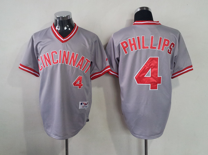 MLB Cincinnati Reds #4 Phillips Grey Jersey