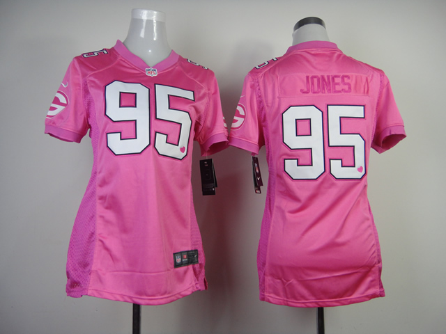 NFL Green Bay Packers #95 Jones Women Pink Jersey